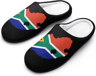 Generic Flag of South Africa Mens House Slippers Memory Foam Washable Cotton Slip on Home Shoes