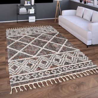 Paco Home Paco Home - Alfombra Salon De Habitacion Pelo Largo Boho Nordica Dibujo Geometrico Flecos 120x160 Cm, Multicolor 4