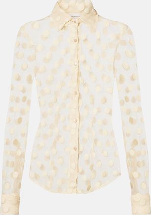 Dries Van Noten Polka-dot cotton-blend mesh shirt
