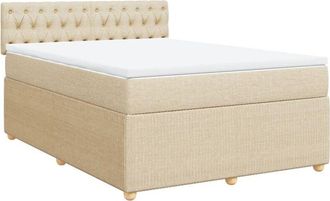 vidaXL Vidaxl - Cama Box Spring Con Colch&oacute;n Tela Color Crema 160x200 Cm