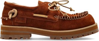 Moschino Loafers met su&egrave;de en rijgstiksels - Dames - Bootschoenen - Bruin - 41 EU - Su&egrave;de - Schoenen