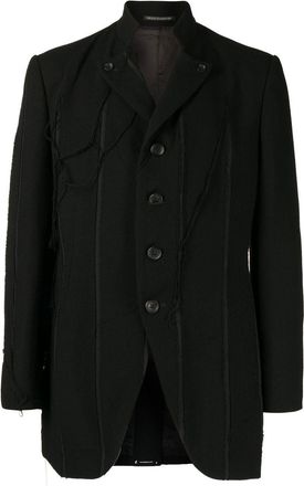 Yohji Yamamoto button-up long-sleeve blazer - men - Wool/Polyester/Cupro - 1 - Black