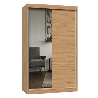 Hucoco Paolo - Armario Con 2 Puertas Correderas - 1 Espejo - Ancho 120 Cm - Vestidor Con 2 Puertas