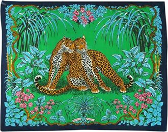Herm&egrave;s 2000-2010 Jungle Love Cotton Pareo Scarf scarves - Groen