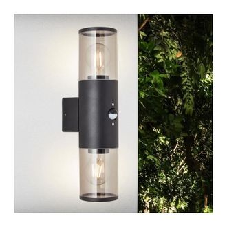 Brilliant Aplique Exterior Sergioro 2l Con Sensor De Movimiento - Negro Esmerilado - Aluminio/pl&aacute;stico - Ip44