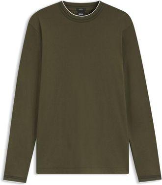 BOSS Long-sleeved T-shirt in mercerized cotton with contrast trim