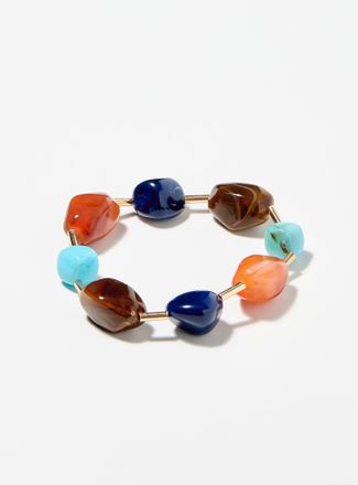 Simons Womens Large colourful stone stations bracelet