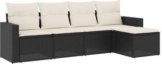 vidaXL Set De Muebles De Jard&iacute;n 5 Pzas Y Cojines Rat&aacute;n Sint&eacute;tico Negro Vidaxl