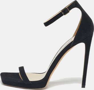 Jimmy Choo London Black Suede Alva Ankle Strap Sandals