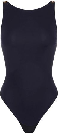 Elisabetta Franchi Body in jersey cr&ecirc;pe con loghi gioiello - - Tops - Donna - Blu - L