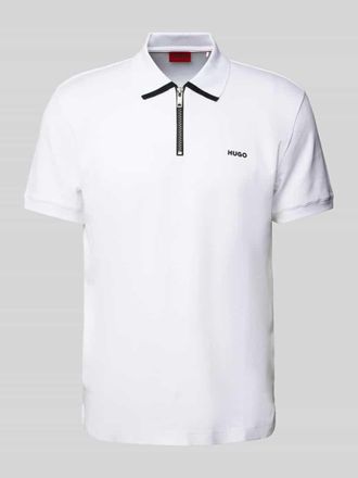 HUGO BOSS Straight Fit Poloshirt mit Kontraststreifen Modell Dalomino in Weiss, Größe L