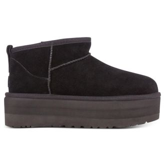 UGG Classic Ultra Mini Platform Suede Womens Ankle Boots - Black - Size:UK 7