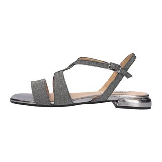 Notre-V Schoenen, Dames, Grijs, 36 EU, Leer, Platte sandalen