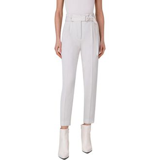 Akris Fred Virgin Wool Gabardine Tapered Ankle Pants in 013 Cream at Nordstrom, Size 12