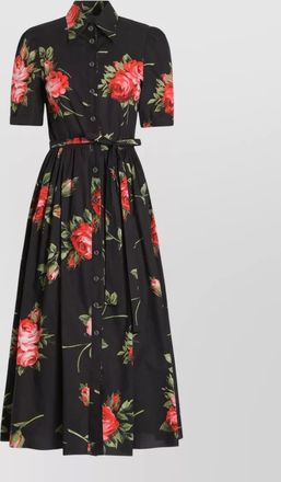 Dolce & Gabbana floral dress with waist tie and short sleeves