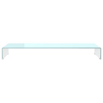 Berkfield Home TV Stand/Monitor Riser Glass Green 110x30x13 cm in Aqua | Size: 110 x 30 x 13 cm
