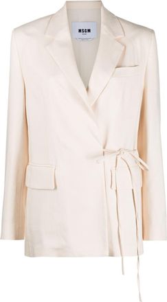 Msgm single-breasted tie-fastening blazer - women - Polyester/Polyester/Viscose/Spandex/Elastane - 40 - Neutrals