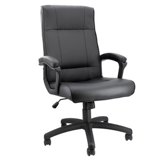 Elama High Back Adjustable Faux Leather Office Chair in Black