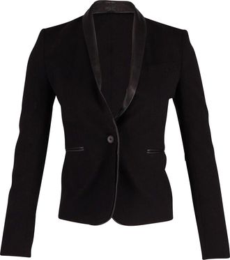 Maje Contrast Trim Blazer in Black Wool