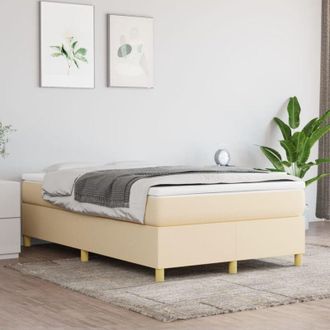vidaXL Estructura De Cama Sin Colch&oacute;n Tela Crema 120x200 Cm Vidaxl