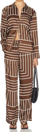 Rails Damani Wide Leg Pants In Brown Line Art