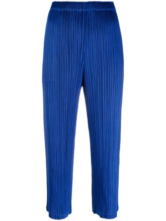 Pleats Please Issey Miyake Mc August plissé cropped trousers - Blue