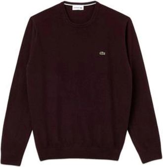 Lacoste Bruine wollen trui met krokodillenlogo - Heren - Ronde hals truien - Bruin - S - Wol - Truien & Vesten