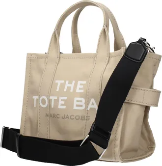 Marc Jacobs Womens Logo-Print Canvas Tote Beige