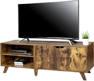 Relaxdays Relaxdays TV-Lowboard, 6 scomparti, per TV fino a 60 pollici, HBT: 50 x 140 x 40 cm, con passacavi, marrone