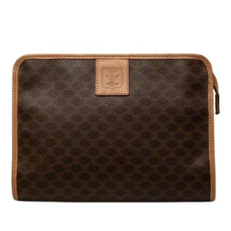 Celine Pre-owned Coated Canvas Clutch - Dames - Pre-owned - Bruin - Maat: ONE Size Leer