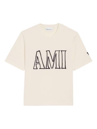 Ami Relaxed Fit Cream Graphic T-Shirt With Bold Text
