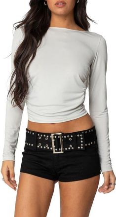 Edikted Kristy Open Cowl Back Top in Light-Gray at Nordstrom, Size X-Large