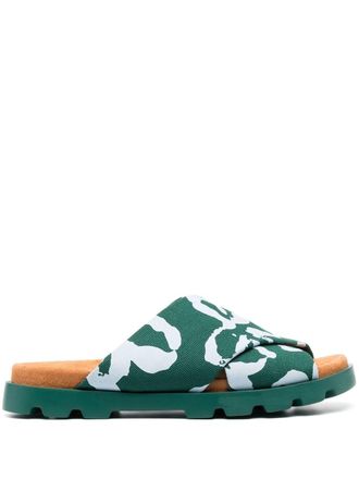 Camper Brutus printed cross-strap sandals - Green
