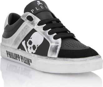 Philipp Plein Low-Top Leather Sneakers Retrokickz Tm Unisex in Black/silver at Nordstrom, Size 36