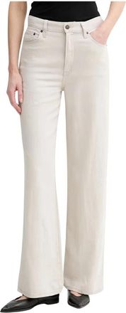 Levi's Ribcage Wide-Leg Broek - Dames - Flared Jeans - Beige - W24 L32 - Leer - Jeans
