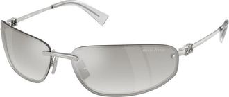 Miu Miu Womens Miu Sunglasses Silver-Clear Gradient Mirror Metal