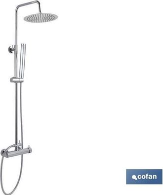 cofan Columna Ducha Con Grifo Monomando 80- 1.40, Columna De Ducha Con Grifer&iacute;a Monomando Cromada. El Cabezal De La Ducha Extraplano Est&aacute; Fabricado En Acero