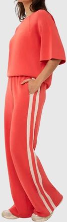 Esqualo Wide Stripe Trousers In Chili Red