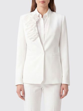 Hanita Blazer corto in cr&ecirc;pe con collo a scialle e applicazione floreale