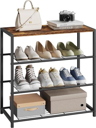 Woltu Woltu Banc &Agrave; Chaussures &Eacute;tag&egrave;re &Agrave; Chaussures Pour Lentr&eacute;e E Couloir, Meuble De Rangement 3 Niveaux, Mdf Et M&eacute;tal, 63x30x63cm