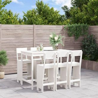 Berkfield Home 7 Piece Garden Bar Set White Solid Wood Pine