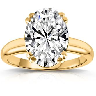 Pompeii3 Certified 5Ct Oval 14k Yellow Gold Diamond Engagement Ring Lab Grown Size: 6