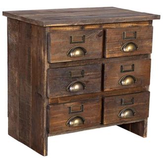 Wanderlust Deco Mesita de 6 cajones de madera 48,5x31x46h cm