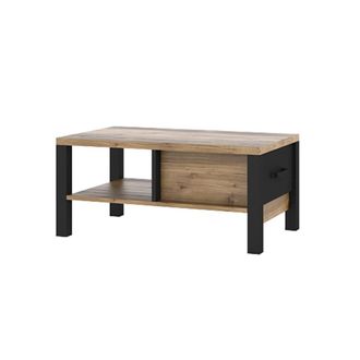 Petits Meubles Mesa de centro 1 caj&oacute;n tableros de aglomerado laminados madera y negro