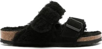 Birkenstock Schapenvacht Su&egrave;de Pantoffels - Dames - Sandalen - Zwart - 36 EU - Su&egrave;de - Schoenen