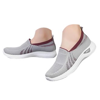 Generic Womens Walking Tennis Shoes Knit Slip On Breathable Lightweight Sneaker Outdoor Casual Breathable Knitting Woven Orthopedic Shoes Non-Slip Womens Arch