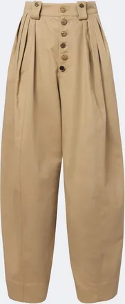 Chlo&eacute; Chlo&eacute; Embellished pleated cotton barrel-leg pants