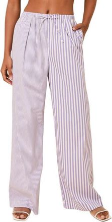 Solid & Striped The Ashling Stripe Pleated Cover-Up Pants in Ultra Voilet Stripe at Nordstrom, Size X-Small