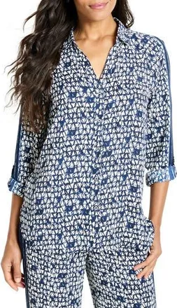 Nic+Zoe Etched Angles Button-Up Shirt in Indigo Multi at Nordstrom Rack, Size X-Large
