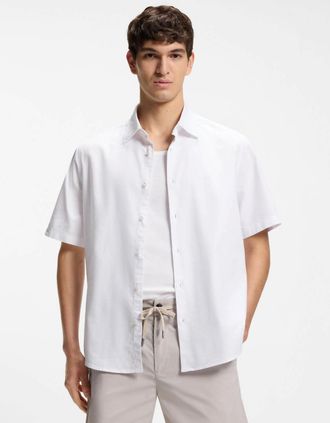 HUGO BOSS Mens BOSS Orange Rash 2 Mens Short Sleeve Shirt - White 100 - Size: 42/Regular